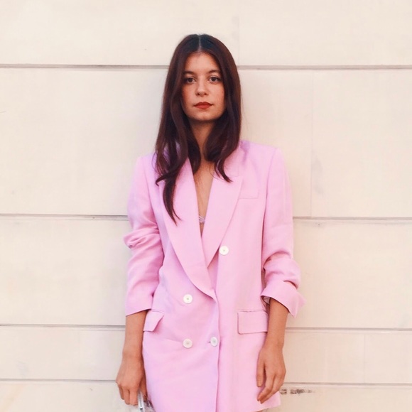 Zara Double Breasted Pink Blazer Bloggers Favorite - Picture 2 of 8